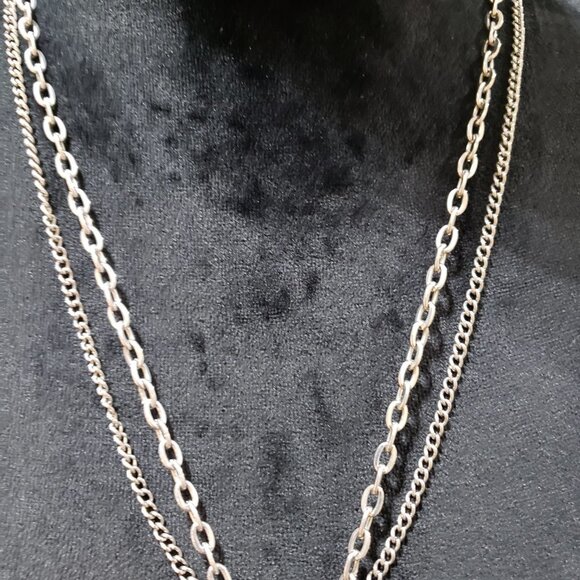 Vintage Silver Chain Brooch Pendant Fringe Pearl Turquoise Necklace - Picture 5 of 6